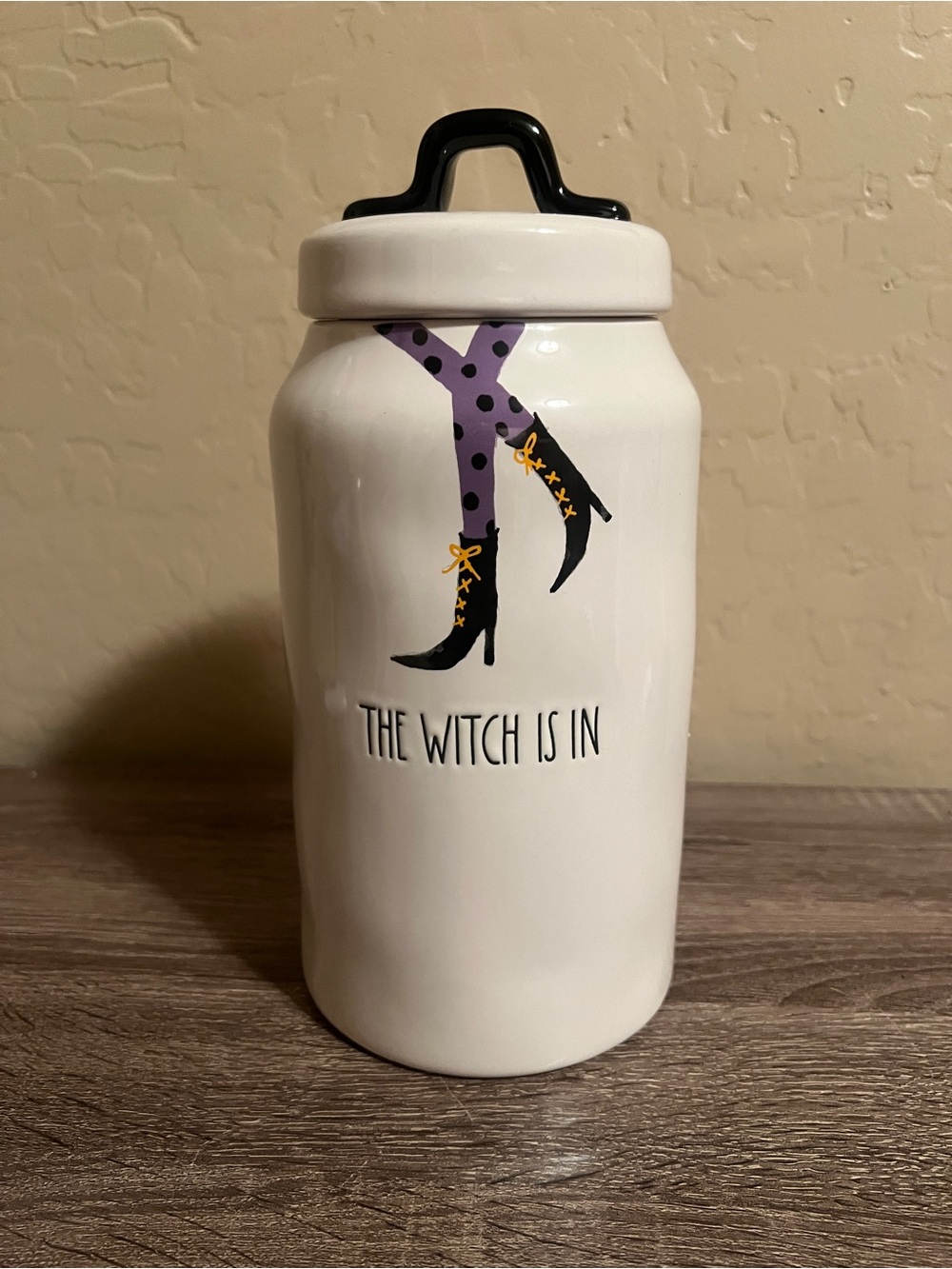 Rae Dunn Halloween Tall Canister Lid The Witch Is In Ceramic Farmhouse NWT